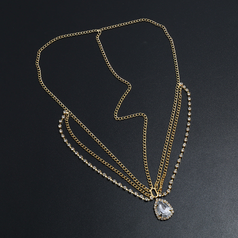 Wholesale bride forehead head jewelry rhinestone chain water drop crystal tassel